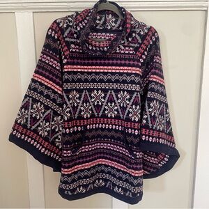 CUDDL DUDS Women's Fleece Patterned Sweater Poncho